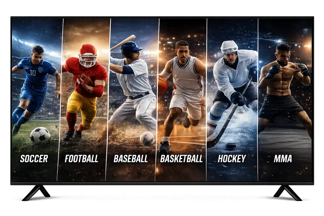Live soccer, football, baseball, basketball, hockey, and MMA streaming in 4K on LIME IPTV